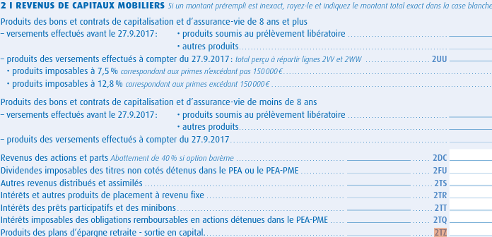 2042 rubrique TZ en RCM